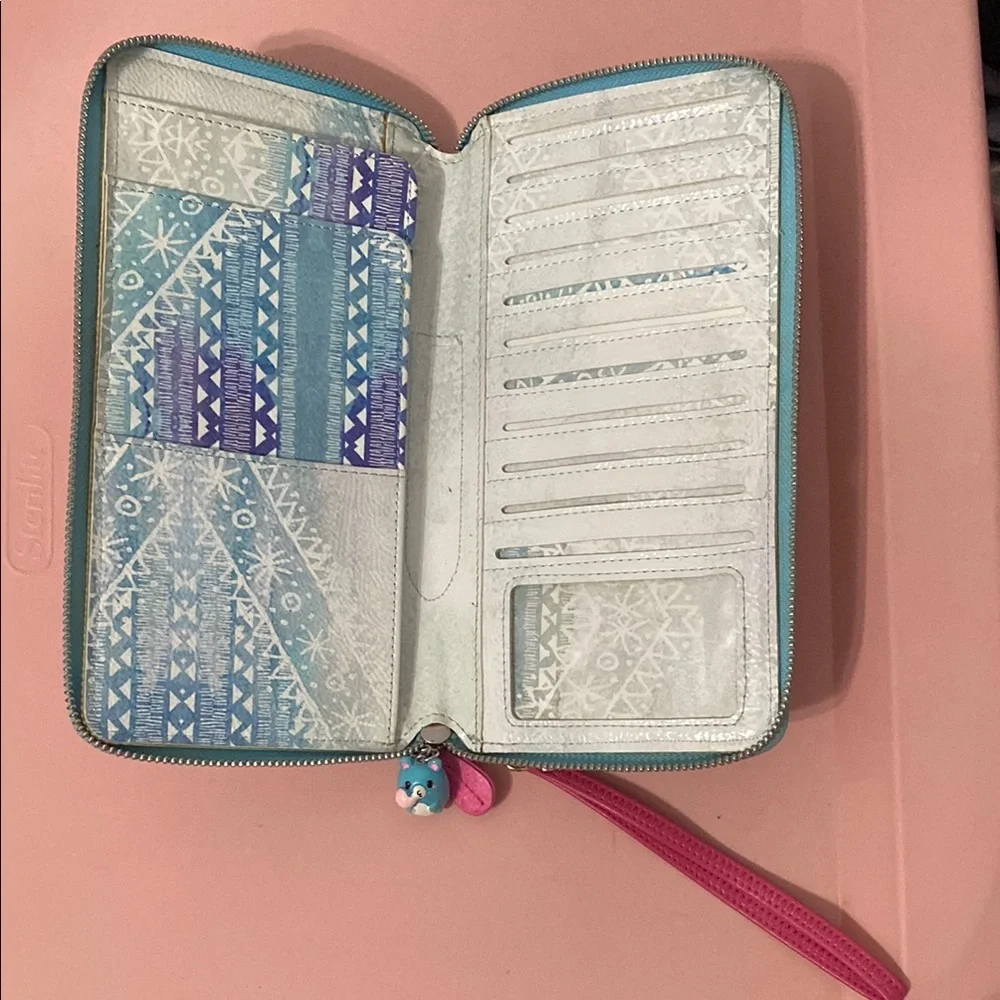 Wanderlust Pink & Teal Watercolor Mandala Zip Wristlet